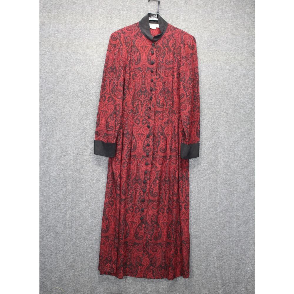 Orvis VTG Silk Edwardian Pleated Mandarin Neck Paisley Dress 8P Peasant Boho